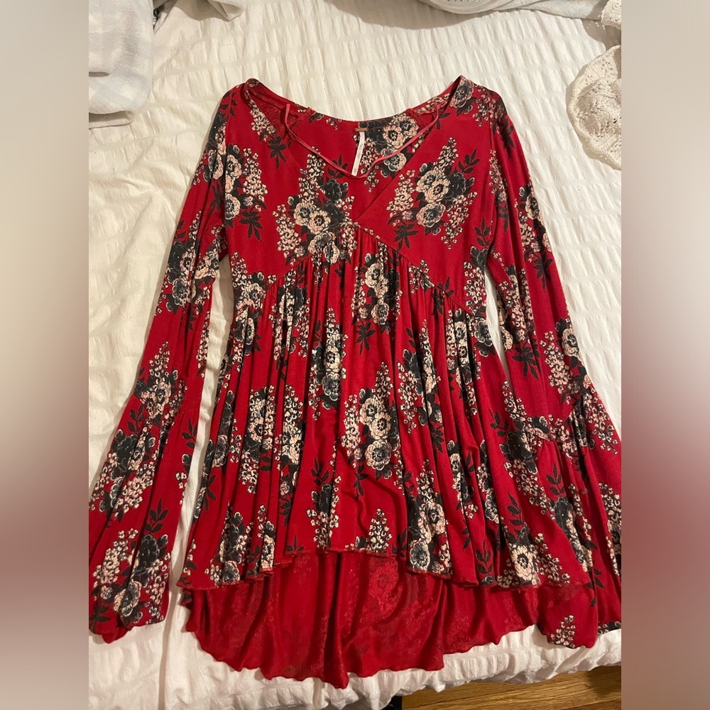 Free People Vintage Bell Sleeve Plunge Top